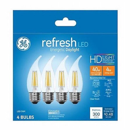 CURRENT GE Lighting 240201 4W Candle Shape Daylight Light Color Clear Bulb - Pack of 4 240201